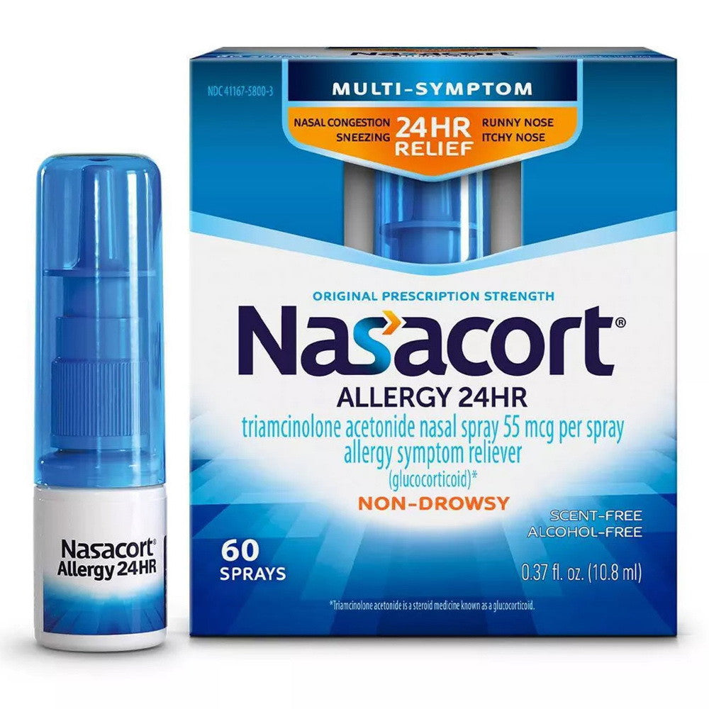 Nasacort Multi Symptom Nasal 24 Hr Allergy Spray, 0.37 Oz, 60 Sprays